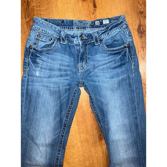 Women's Size 28 Miss Me Boot Cut Jeans Bling Crosses JP5697B Y2K - Picture 2 of 12